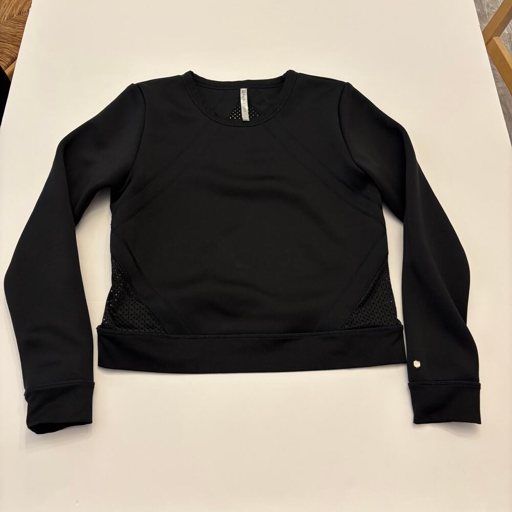 Fabletics Womens Medium Black Long Sleeve Mesh Back Athletic Workout Top